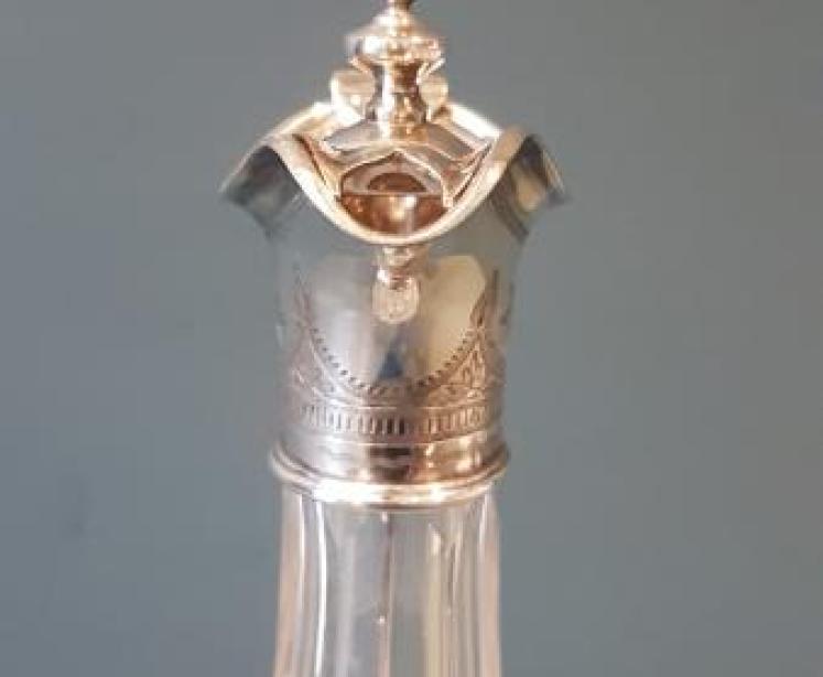 Victorian Cut Crystal and Silver Plated Claret Jug - Image 2