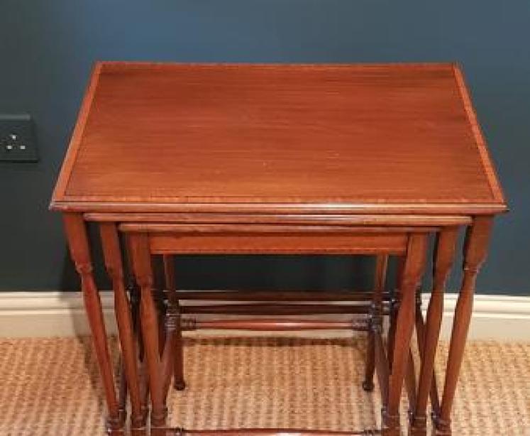 Nest of Edwardian Mahogany Occasional Tables - Image 6