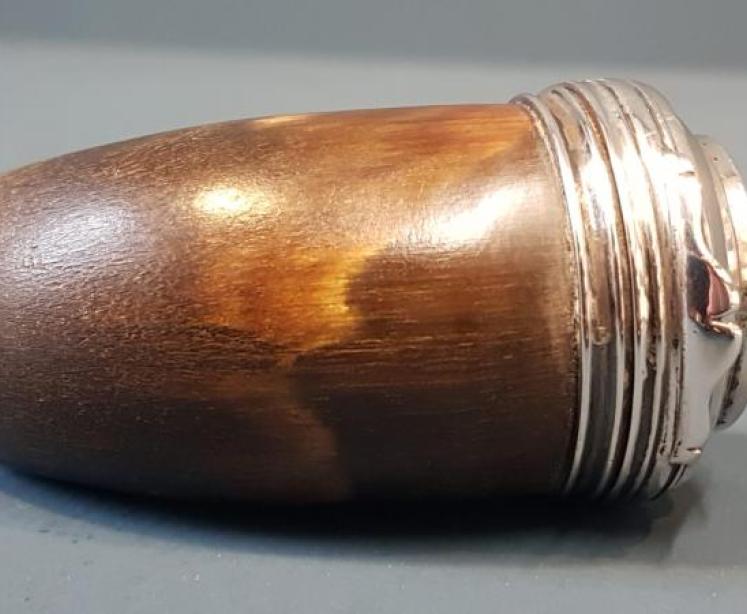 Victorian Snuff Horn with Silver and Citrine Lid - Image 3