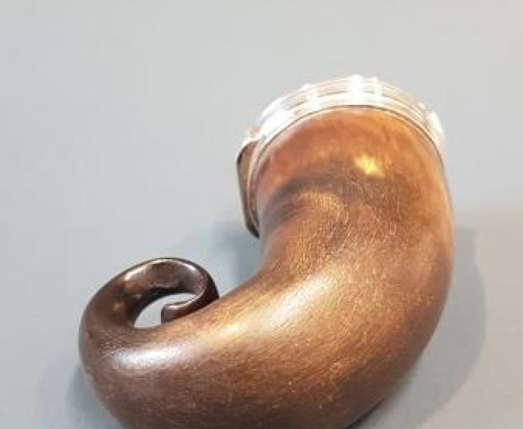 Victorian Snuff Horn with Silver and Citrine Lid - Image 5