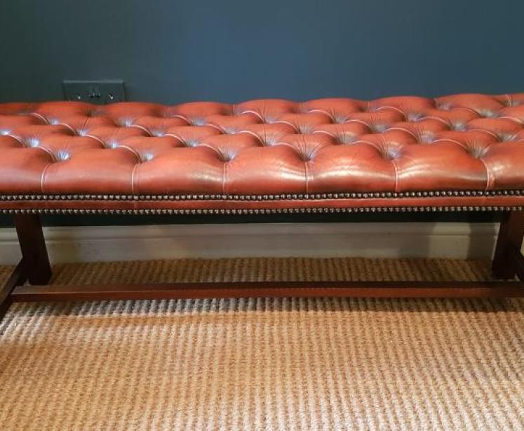 Leather Topped Double Stool  - Image 2