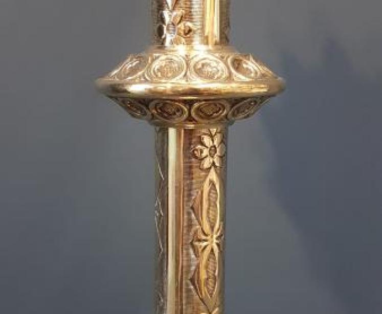 Large Pair of Victorian Brass Pricket Candlesticks  - Image 4