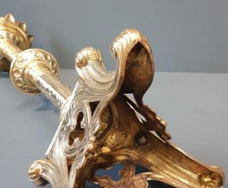 Large Pair of Victorian Brass Pricket Candlesticks  - Image 5