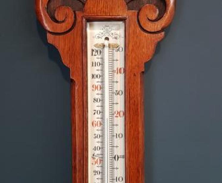 Victorian Solid Oak Cased Banjo Barometer  - Image 6