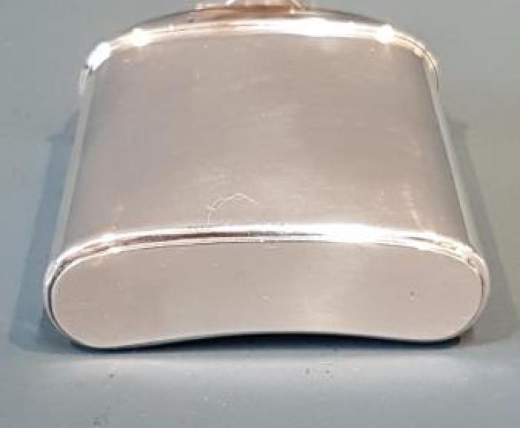 Edwardian Silver Kidney Shaped Hip Flask - Image 6