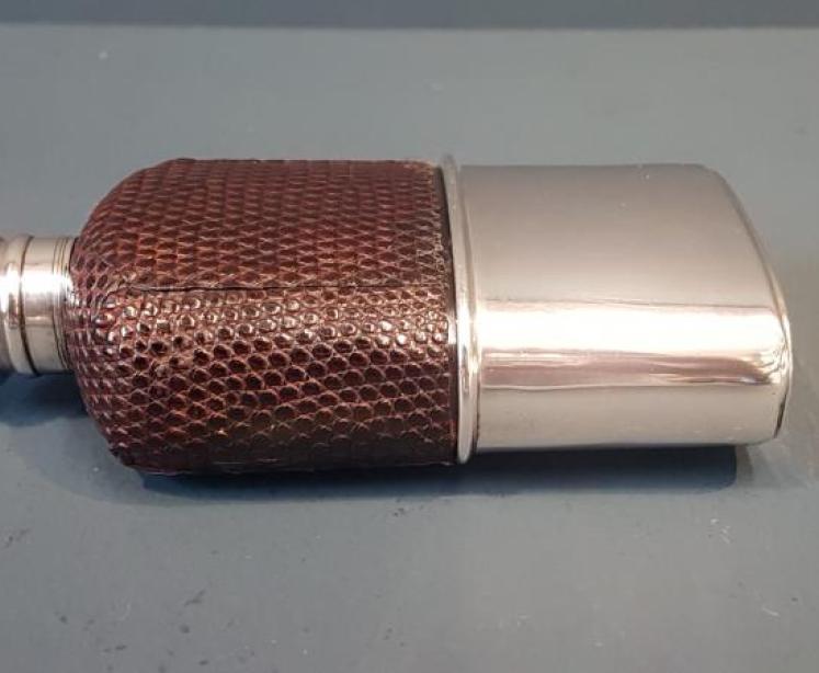 Victorian Silver and Lizard Skin Hip Flask - Image 2