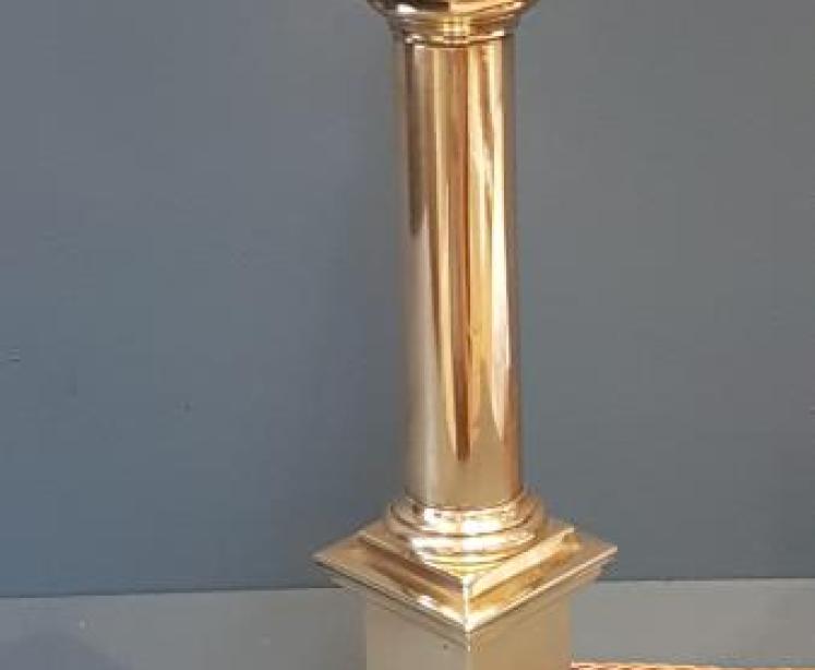 Edwardian Brass Column Table Lamp - Image 5