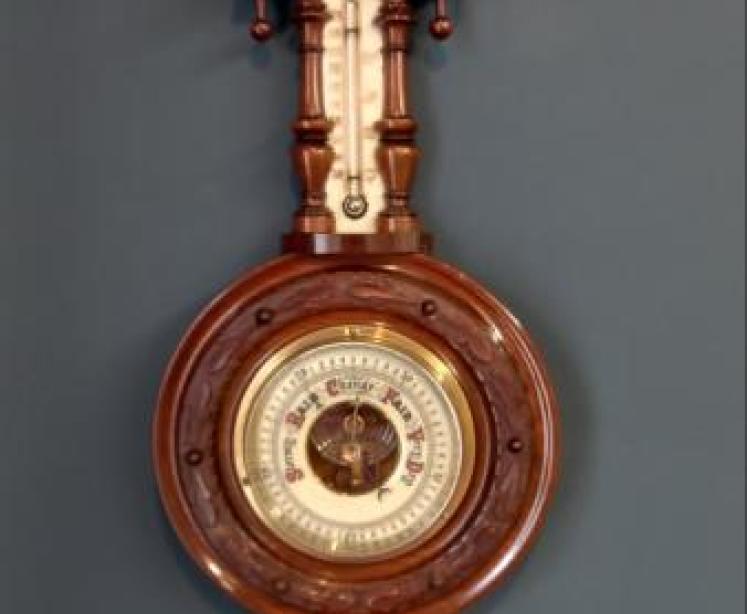 Small Victorian Walnut Pendant Banjo Barometer - Image 1