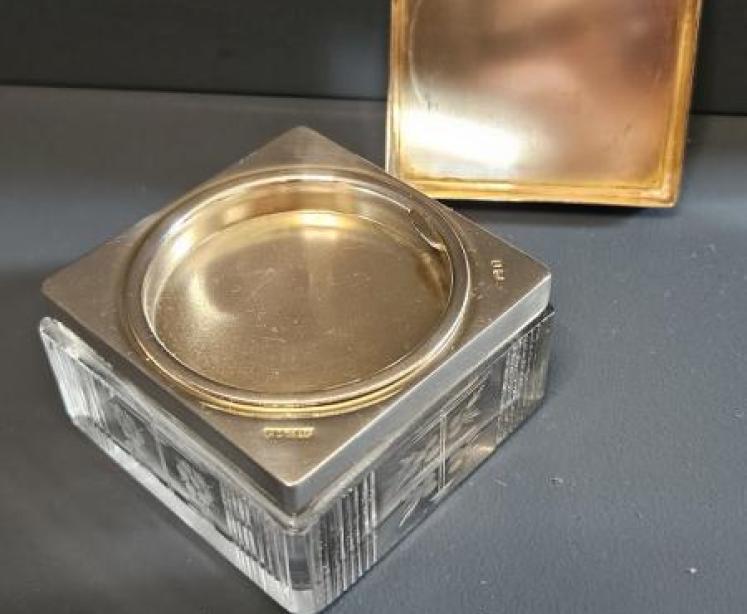 Aspreys Silver & Lizard Skin Top Powder Jar - Image 4