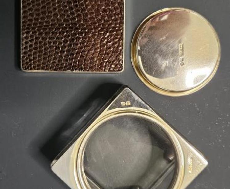 Aspreys Silver & Lizard Skin Top Powder Jar - Image 6