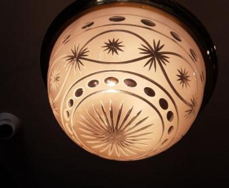 Edwardian Cut Glass and Brass Plafonnier Pendant Light - Image 3