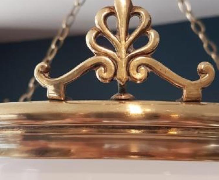 Edwardian Cut Glass and Brass Plafonnier Pendant Light - Image 5