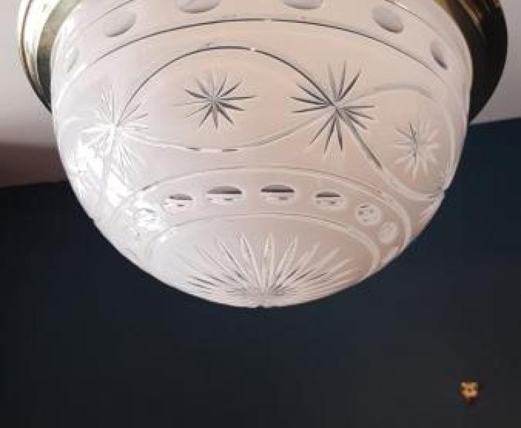 Edwardian Cut Glass and Brass Plafonnier Pendant Light - Image 6