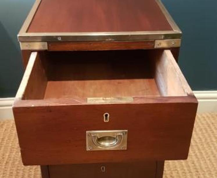 Pair of Mahogany Campaign Style Chests - Image 3