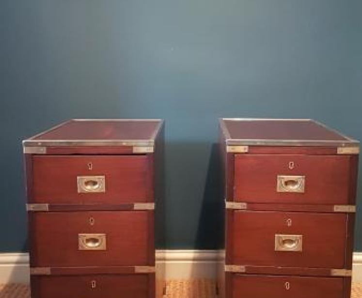 Pair of Mahogany Campaign Style Chests - Image 5