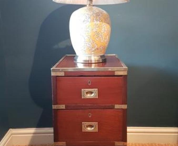 Pair of Mahogany Campaign Style Chests - Image 6