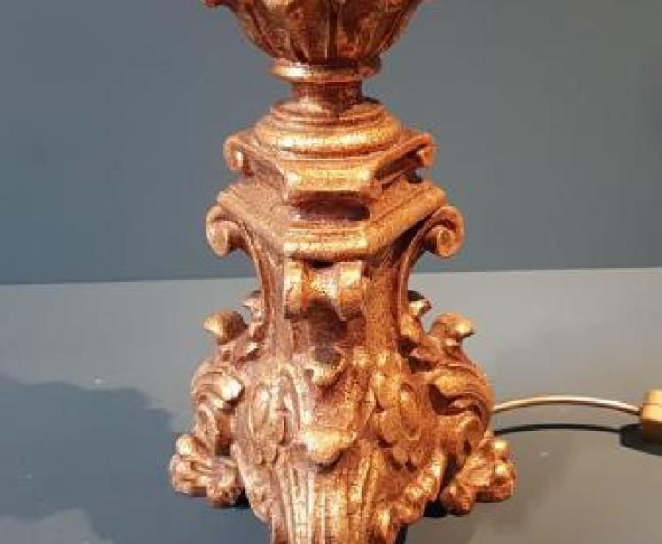 Pair of Large Edwardian Timber Gilt Table Lamps - Image 2