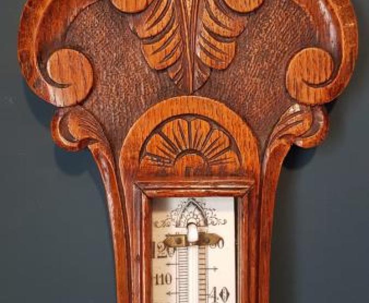 Victorian Oak Cased Banjo Barometer - Image 4