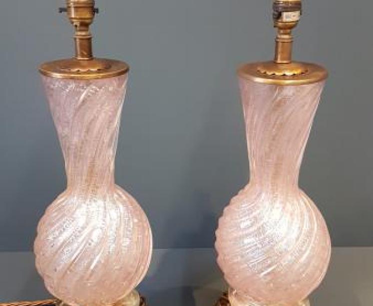 Matching Pair of Murano Glass Table Lamps - Image 1