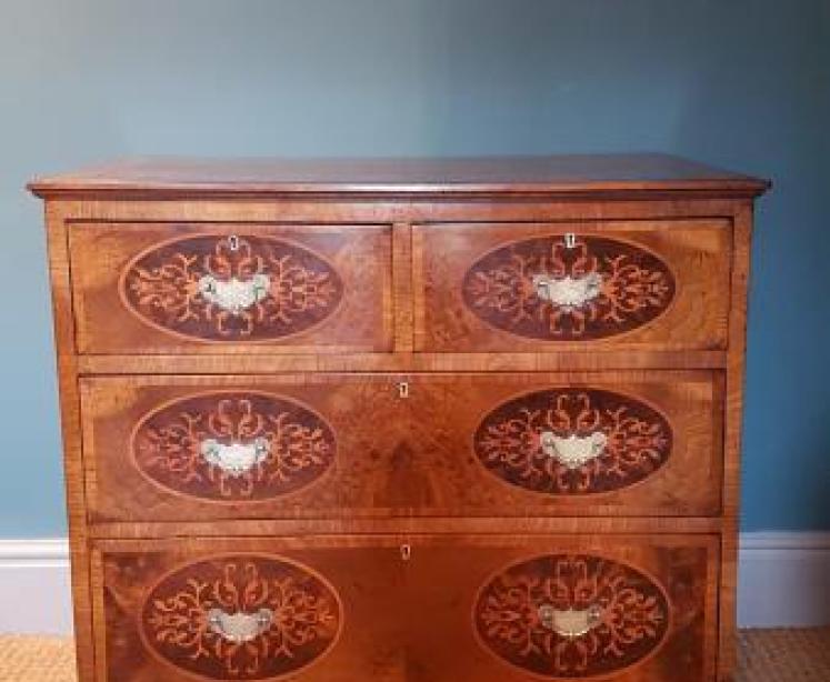 Small Victorian Inlaid Walnut Chest - Image 1