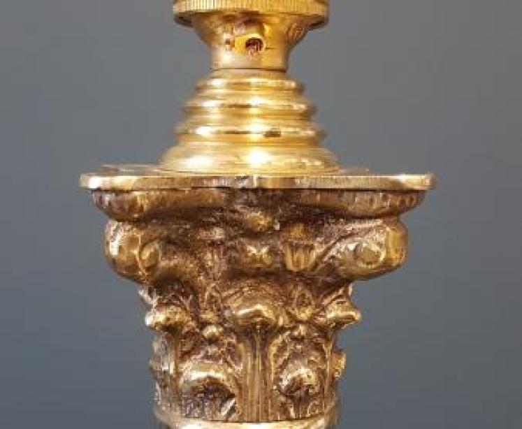 Matching Pair of Edwardian Cast Brass Table Lamps - Image 4