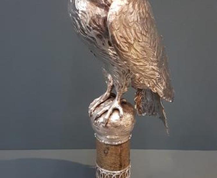 Large Edwardian Silver Owl on Perch - Image 2