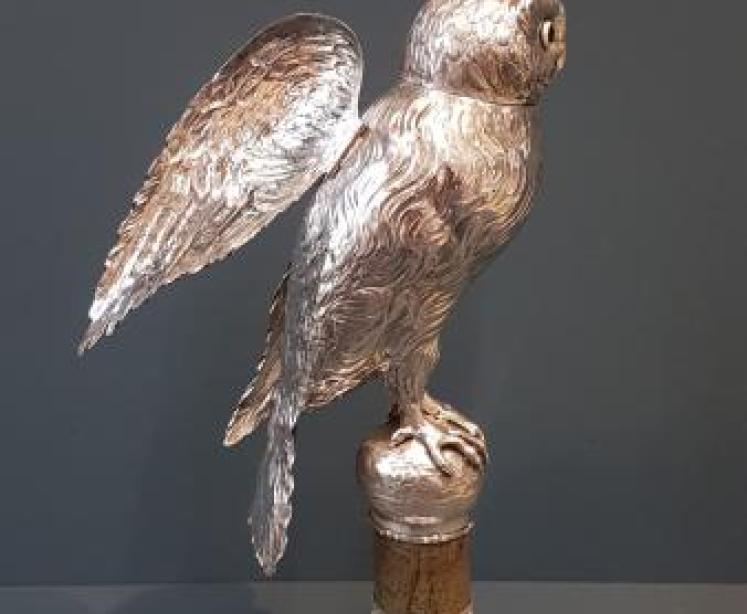 Large Edwardian Silver Owl on Perch - Image 3