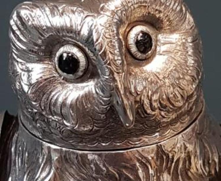 Large Edwardian Silver Owl on Perch - Image 5