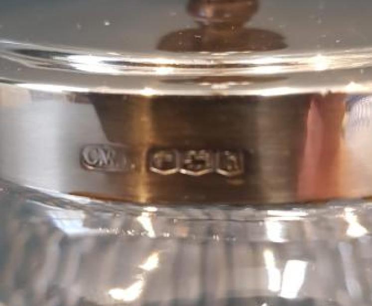 George V Solid Silver And Cut Crystal Biscuit Jar - Image 5