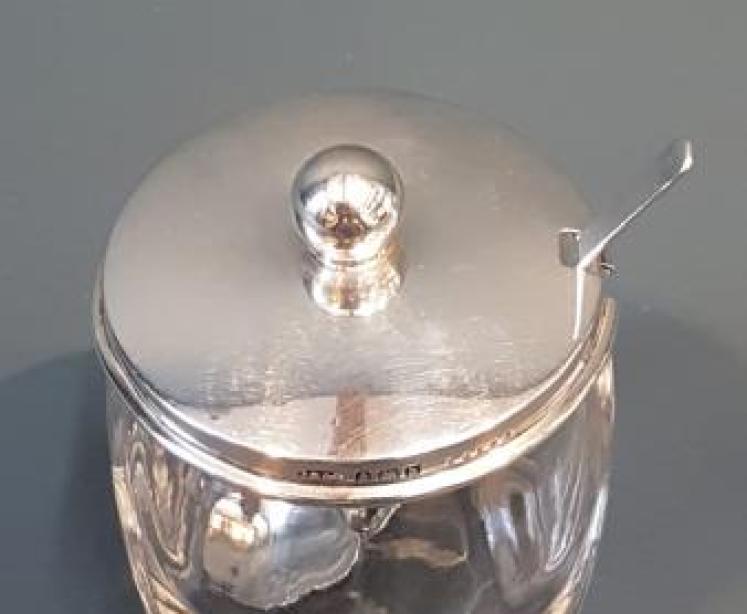 Edwardian Silver Topped Jam Pot and Matching Spoon - Image 7