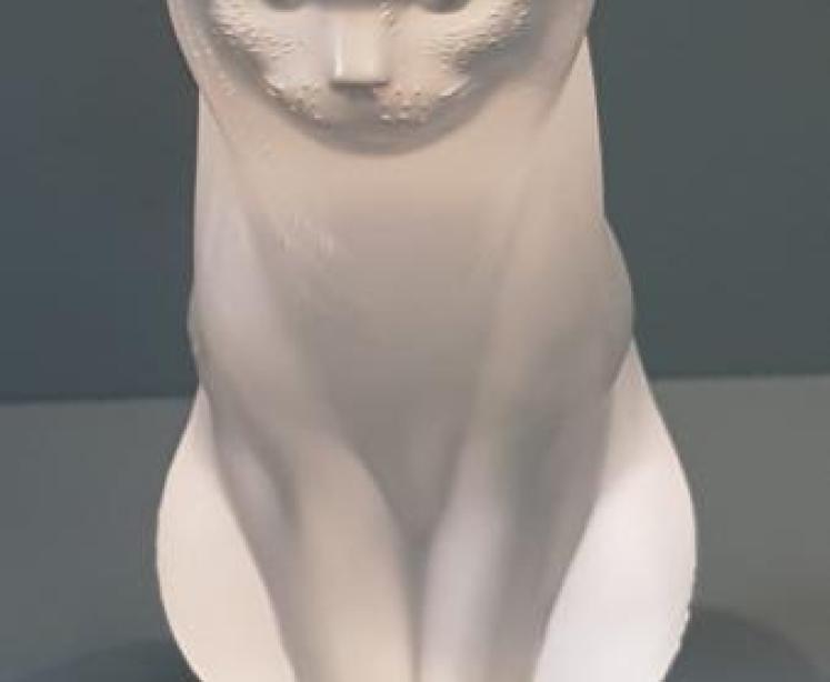 Large Lalique Opalescent Sitting Cat - Image 3