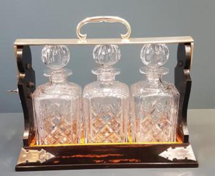 Fine Victorian Coromandel and Silver Mounted Tantalus  - Image 1