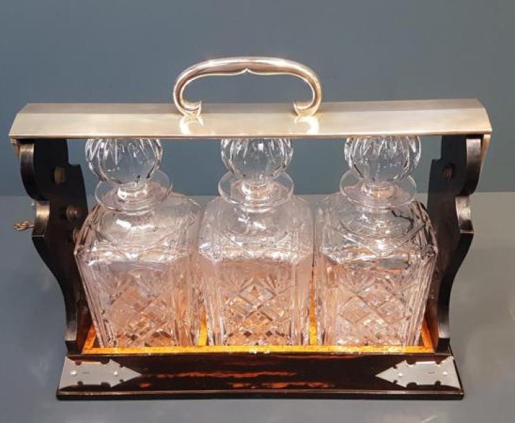 Fine Victorian Coromandel and Silver Mounted Tantalus  - Image 3