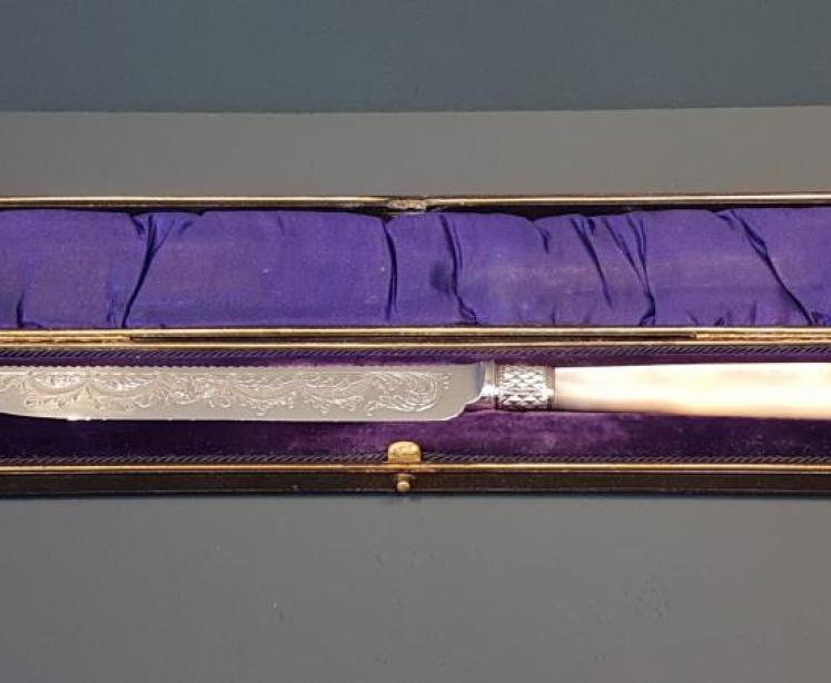 Immaculate Victorian Solid Silver Cake Knife  - Image 1