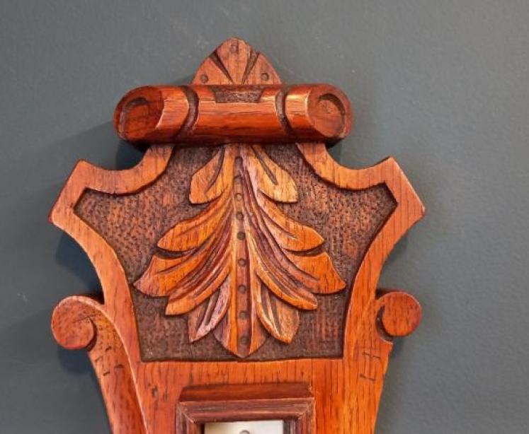 Victorian Polished Oak Starburst Banjo Barometer - Image 6