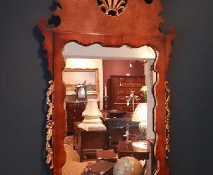 Matching Pair of Walnut and Parcel Gilt Mirrors  - Image 2