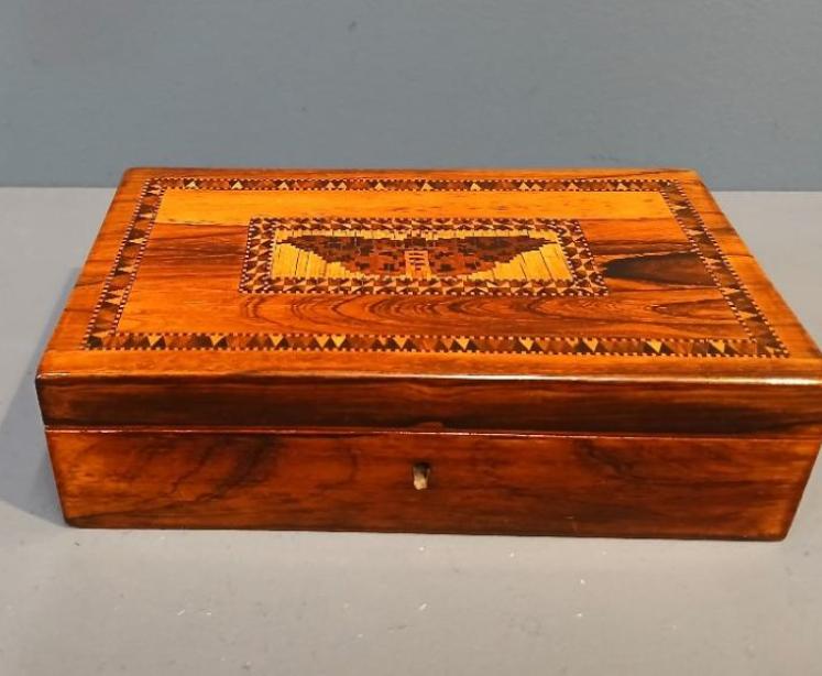 Victorian Rosewood Tunbridge Inlaid Card Box - Image 1