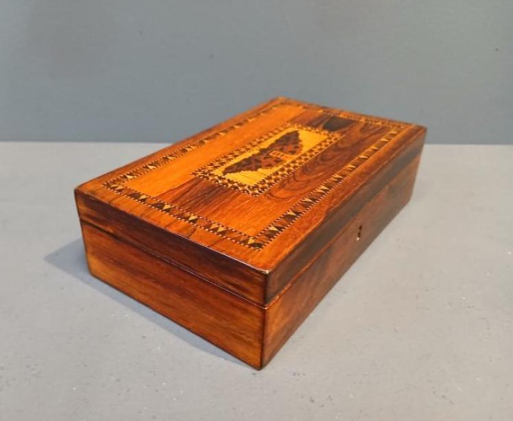 Victorian Rosewood Tunbridge Inlaid Card Box - Image 4