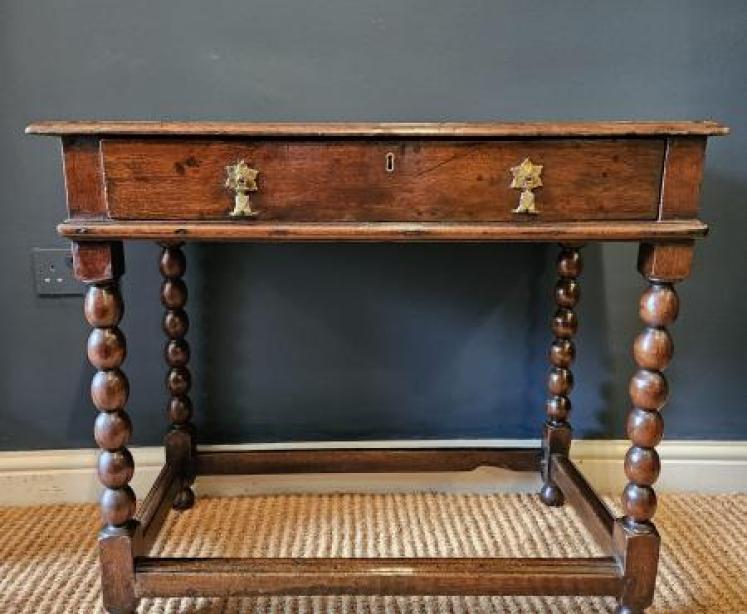 Early Walnut Single Drawer Side Table  - Image 3