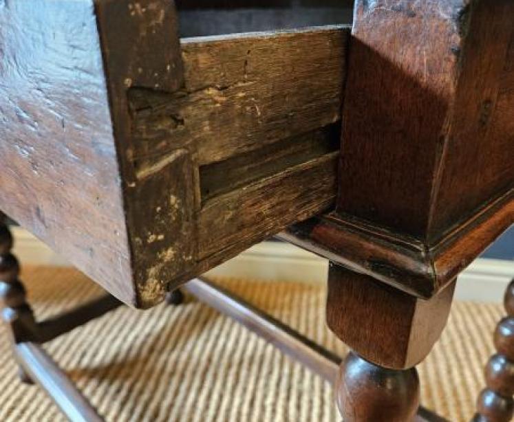 Early Walnut Single Drawer Side Table  - Image 4