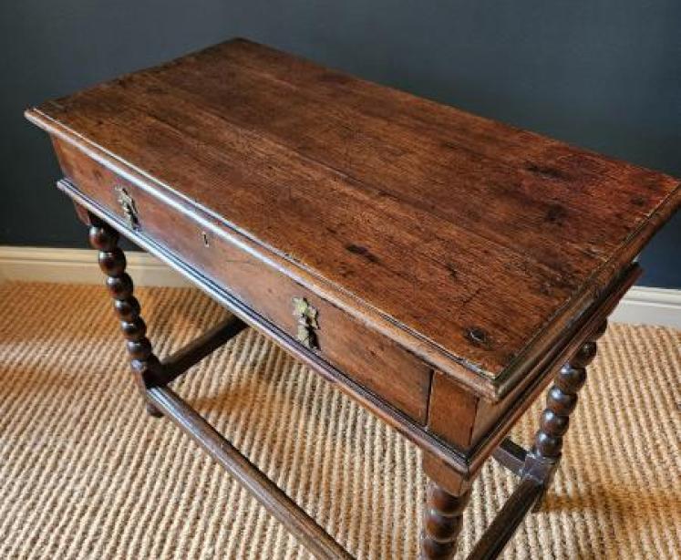 Early Walnut Single Drawer Side Table  - Image 6