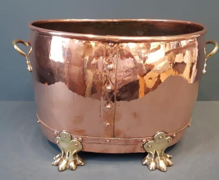Large Victorian Copper Log Bin - Image 1
