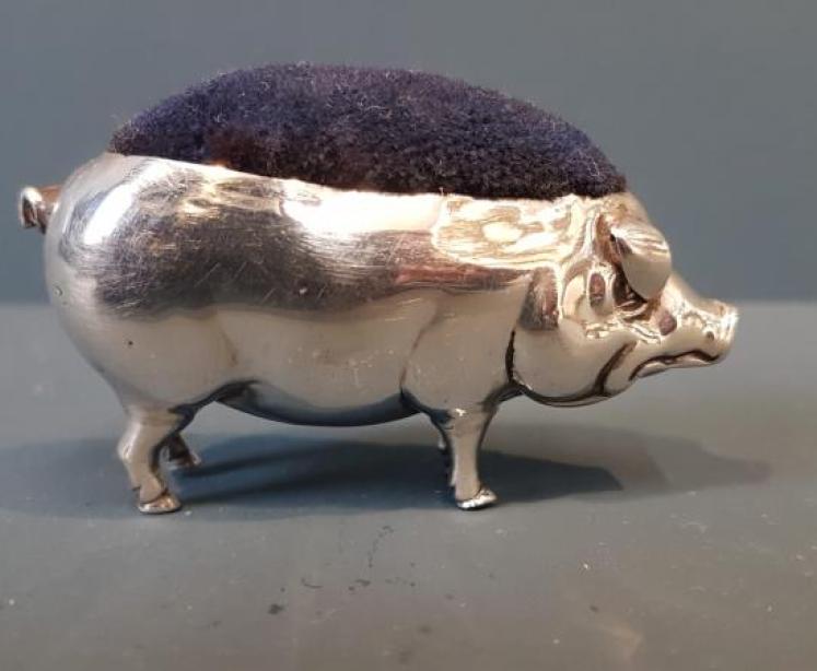 Edwardian Adie & Lovekin Silver Pig Pin Cushion - Image 1