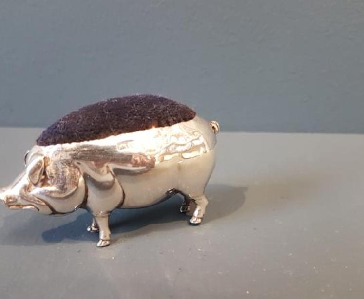 Edwardian Adie & Lovekin Silver Pig Pin Cushion - Image 3