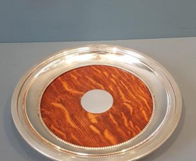 Edwardian Oak and Silver Plate Decanter Coaster - Image 1