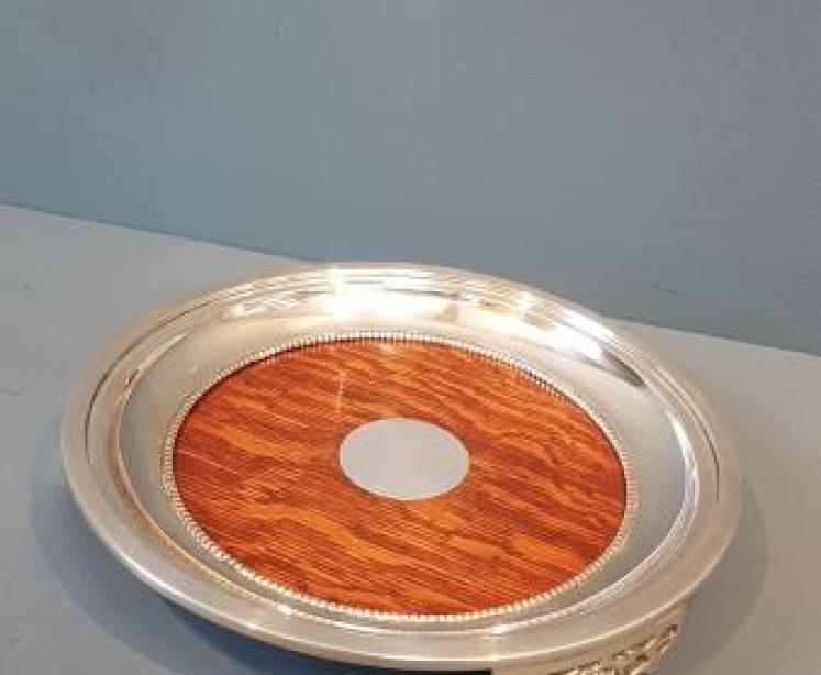 Edwardian Oak and Silver Plate Decanter Coaster - Image 4