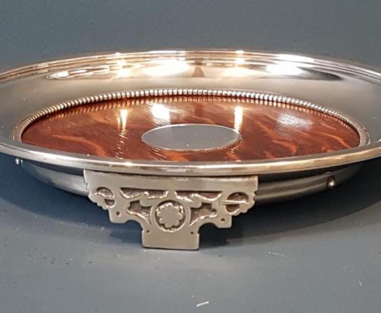 Edwardian Oak and Silver Plate Decanter Coaster - Image 6