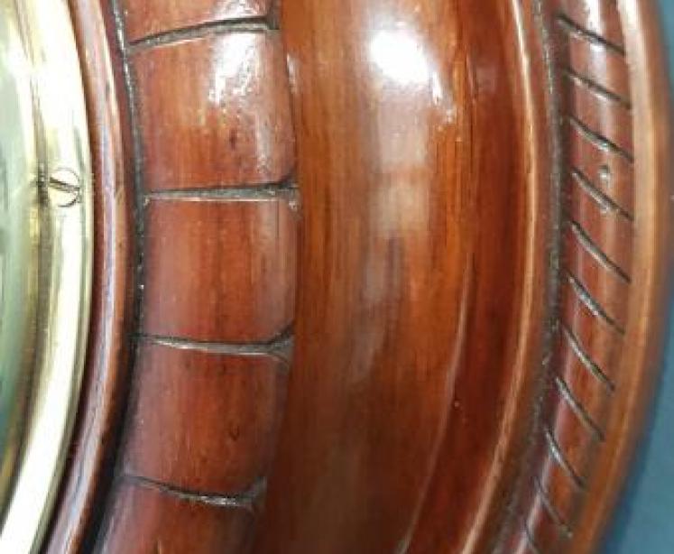 Victorian Walnut Barometer With Crescent Thermometer by Steward - Image 4