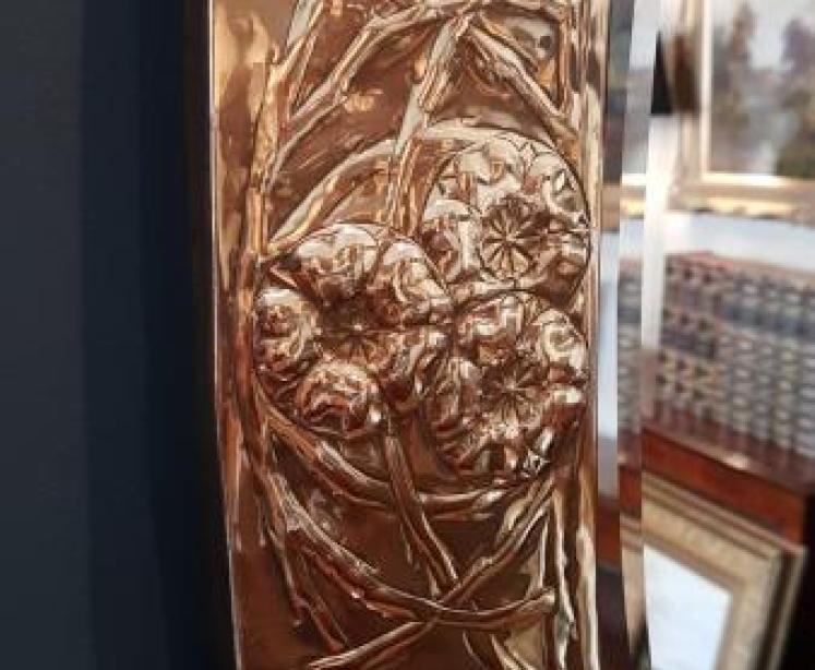 Arts and Crafts Glasgow School Brass Framed Mirror  - Image 2