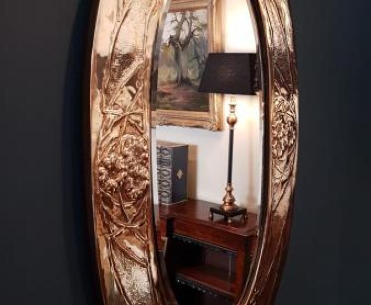 Arts and Crafts Glasgow School Brass Framed Mirror  - Image 5